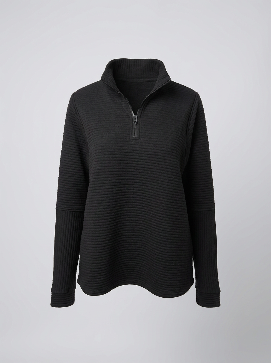 Women's Half-Zip Ribbed Pullover – Soft, Casual, and Perfect for Everyday Wear