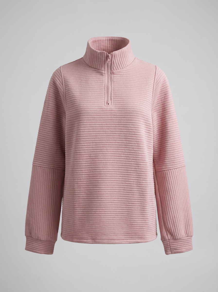 Women's Half-Zip Ribbed Pullover – Soft, Casual, and Perfect for Everyday Wear