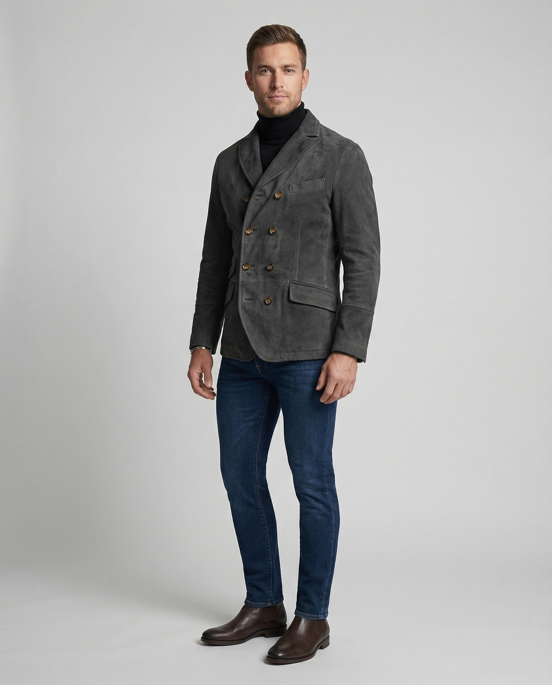 Blazer croisé classique d'automne pour hommes