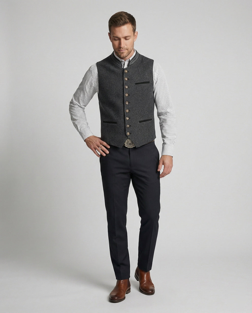 Gilet gris traditionnel élégant pour homme