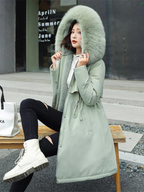 Manteau d'hiver à capuche avec col en fourrure pour femmes
