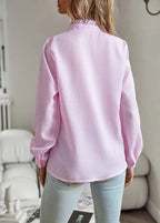 Elegant Women's Long-Sleeved Blouse with High Collar - Autumn Collection