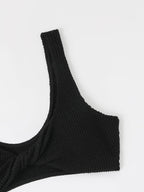Maillot de bain torsadé pour femme avec tissu ondulé à volants