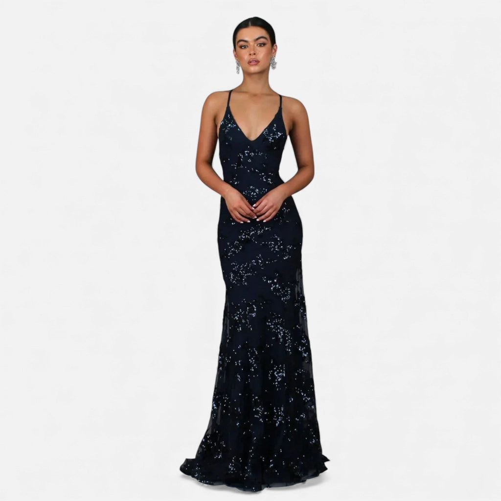 Robe longue élégante à sequins pour femme