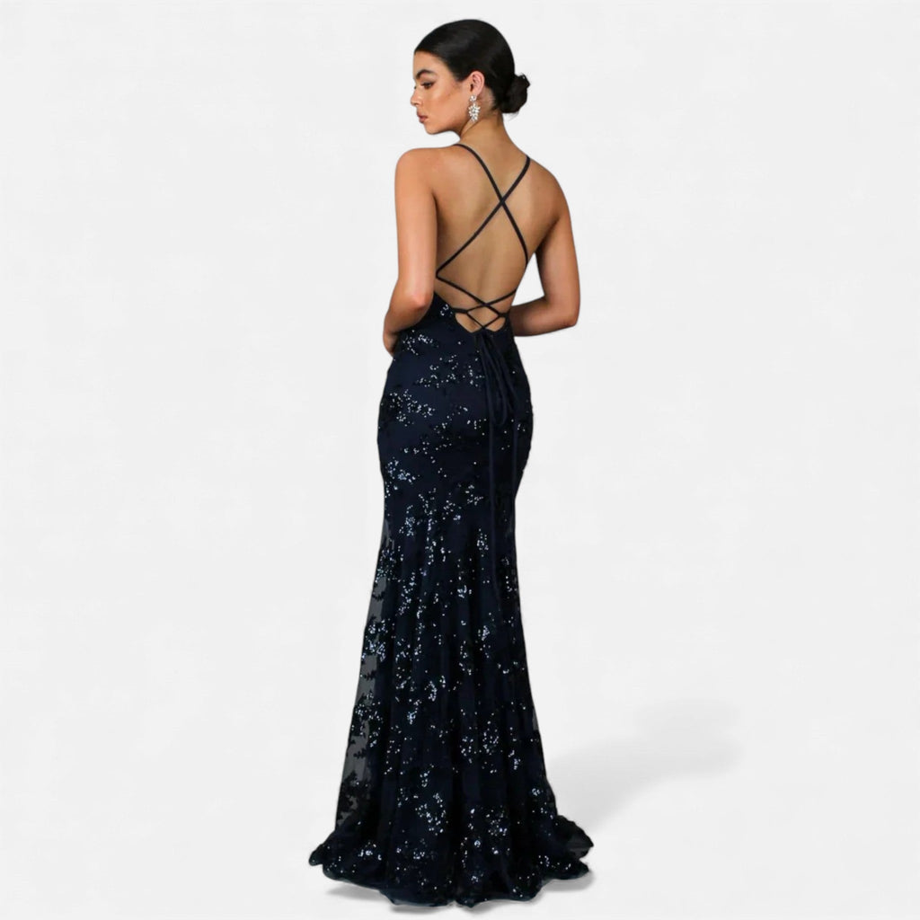 Robe longue élégante à sequins pour femme