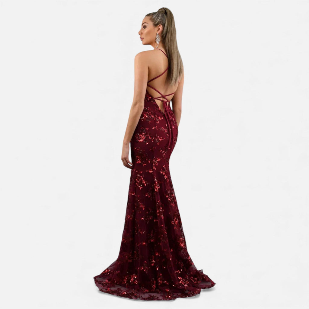 Robe longue élégante à sequins pour femme