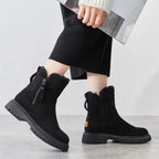 Bottines confortables pour femmes avec fermeture éclair latérale et fausse fourrure