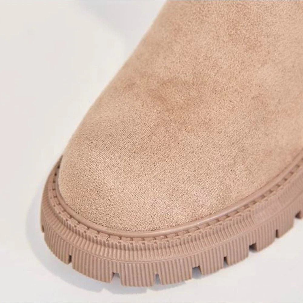 Bottines confortables pour femmes avec fermeture éclair latérale et fausse fourrure