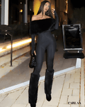 Combinaison noir elegante manche longue