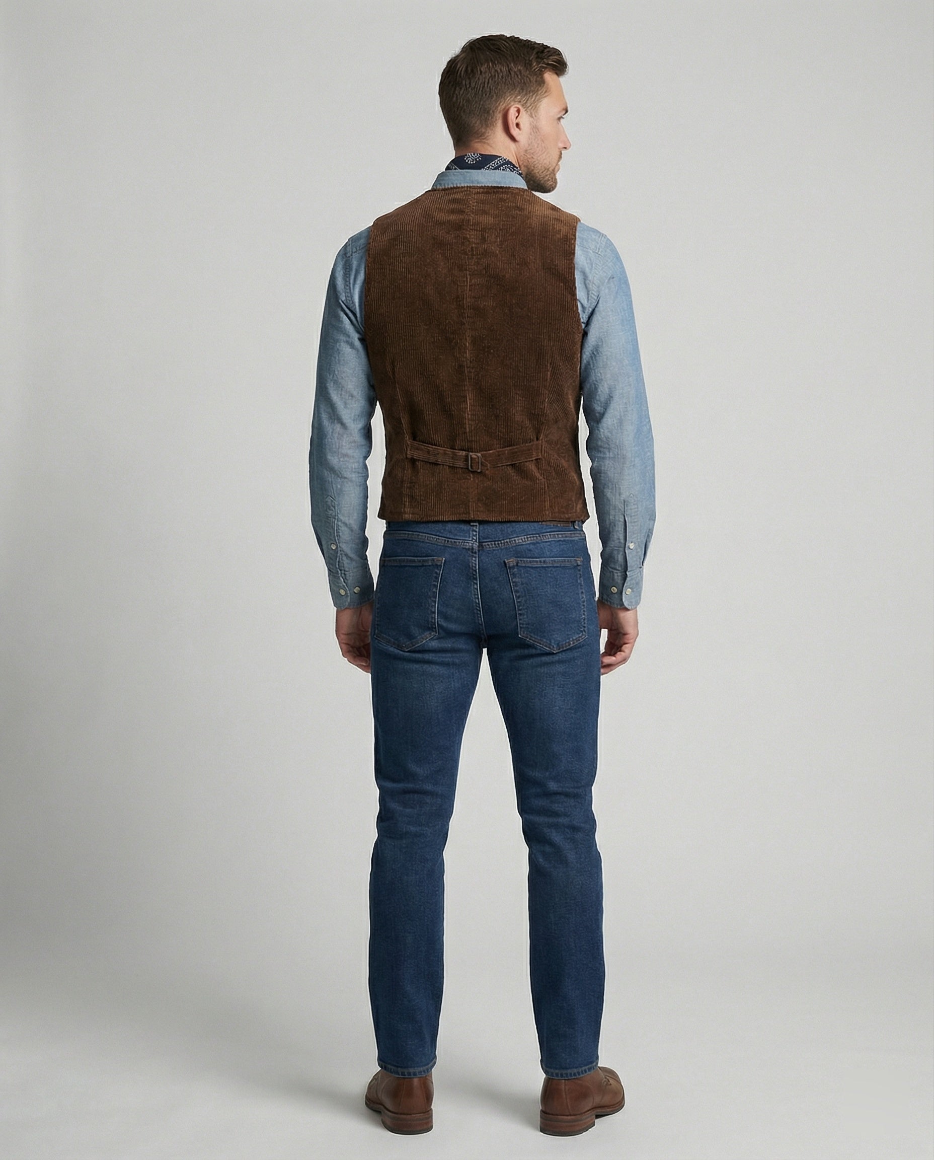 Gilet traditionnel en velours côtelé pour homme