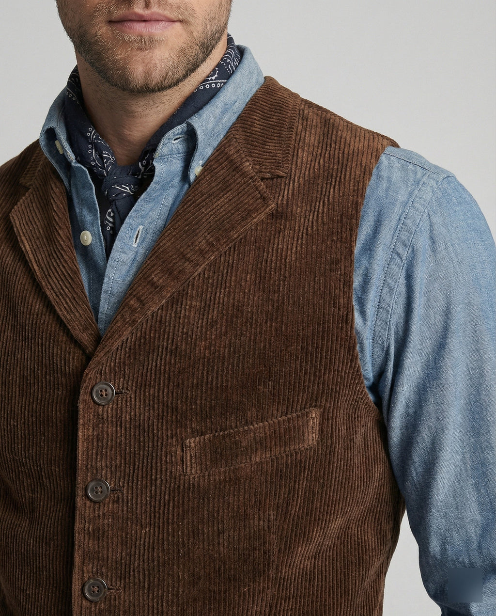Gilet traditionnel en velours côtelé pour homme