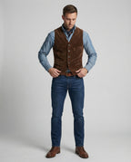 Gilet traditionnel en velours côtelé pour homme