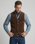 Gilet traditionnel en velours côtelé pour homme