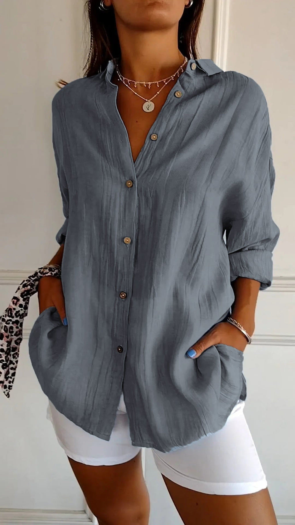 Women's lightweight button-up shirt, ideal for autumn