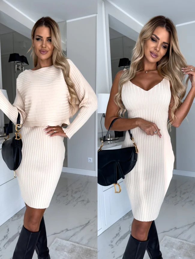 Yvana - Elegant Autumn Set (Dress+Sweater)