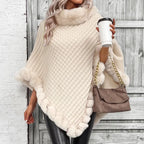 Manteau Poncho Tricoté En Peluche - Chic&Shines