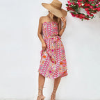 Robe mi-longue tube épaules dénudées imprimé floral - Chic&Shines