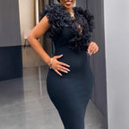 Robe mi longue moulante col en V - Chic&Shines