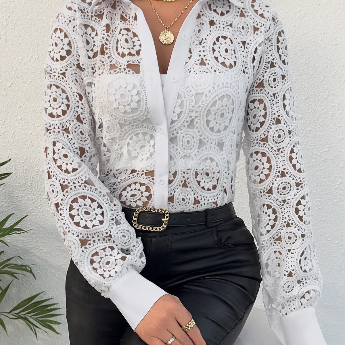 Chemise à manches longues découpe asymétrique - Chic&Shines
