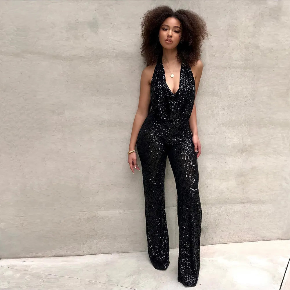 Combinaison pantalon dos nu à paillettes - Chic&Shines