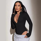 Body manches longues sans coutures fermeture éclair - Chic&Shines