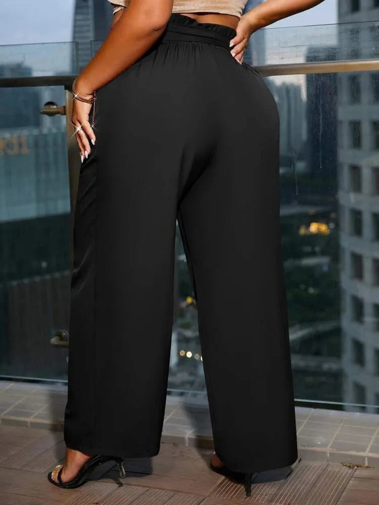 Pantalon Taille Haute Coupe Droite Large