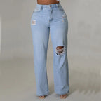 Jeans Coupes Droites Déchirés Amples - Chic&Shines
