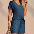 Ensemble T-shirt Col V et Short - Chic&Shines