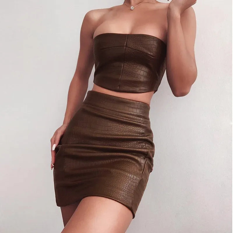 Ensemble Haut Sans Bretelles Et Jupe - Chic&Shines