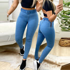 Jeans taille haute en denim avec ceinture