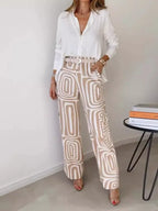 Ensemble chemisier manches longues et pantalon ample