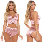 Ensemble pyjamas en satin haut caraco et short sexy - Chic&Shines