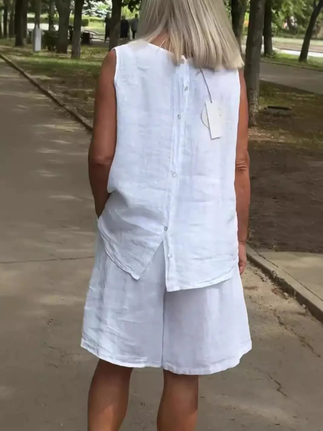 Ensemble haut débardeur short ample coton et lin