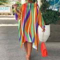 Robe ample à manches longues à bandes multicolores - Chic&Shines
