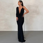 Robe longue moulante épaules dénudées réversible - Chic&Shines
