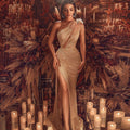 Robe longue à Paillettes Haute Fendue Sans Manches - Chic&Shines