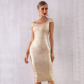 Robe mi-longue moulante à manches courtes - Chic&Shines