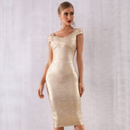 Robe mi-longue moulante à manches courtes - Chic&Shines
