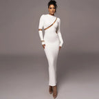 Robe Longue Moulante Manches Longues Et Ajourée - Chic&Shines