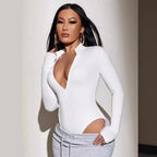 Body manches longues sans coutures fermeture éclair - Chic&Shines