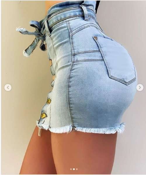 Jupe Jeans Courte Fermeture Bouton