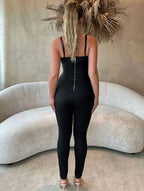 Sheer Knit Strappy Jumpsuit