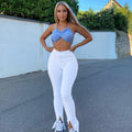 Jeans taille haute créative fente latérale cheville - Chic&Shines