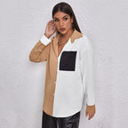 Chemise manches longues bicolore décontracté