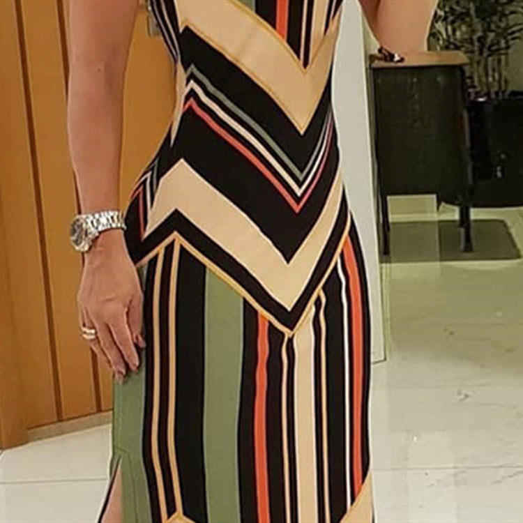 Robe longue sans manches à fente latérale imprimé