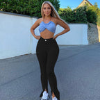Jeans taille haute créative fente latérale cheville - Chic&Shines
