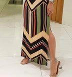 Robe longue sans manches à fente latérale imprimé