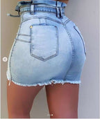 Jupe Jeans Courte Fermeture Bouton