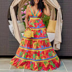 Robe longue décolletée à bretelles d'été - Chic&Shines