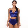 Ensemble pyjamas en satin haut caraco et short sexy - Chic&Shines